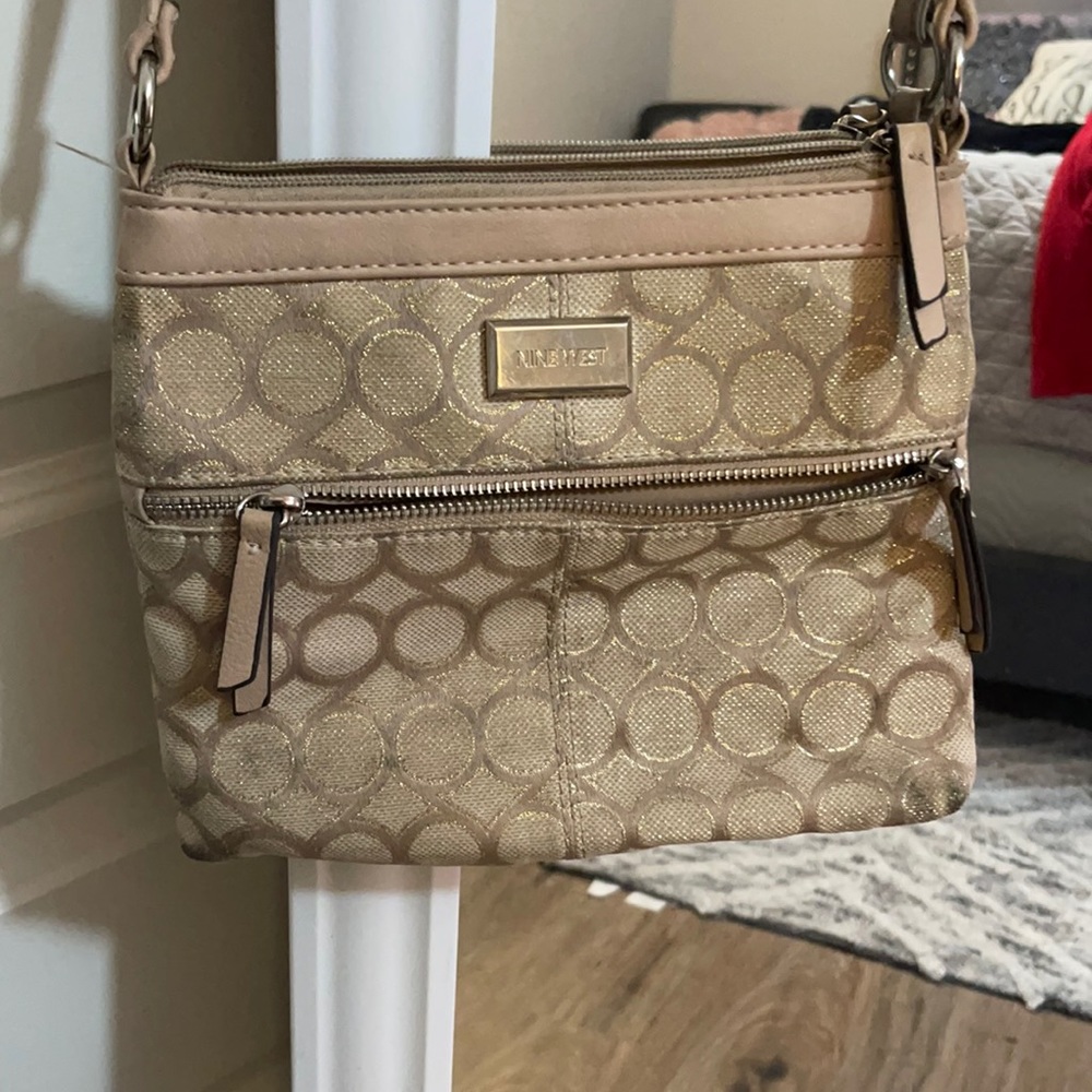 Beige cross body purse